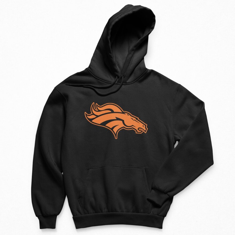 NEW Denver Broncos Team Color Pop Logo Fleece Pullover Hoodie BLACK